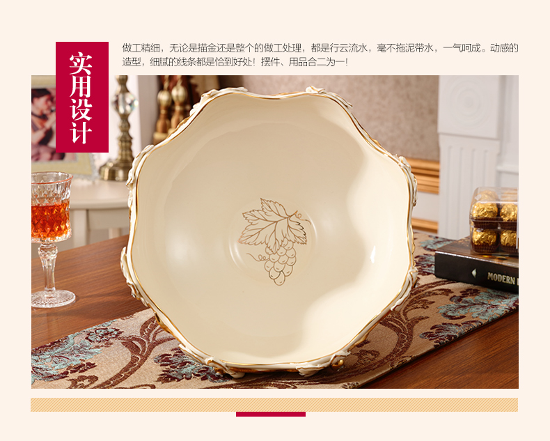 Gold key-2 luxury European - style compote creative modern ceramic fruit bowl sitting room home furnishing articles home decoration tea table