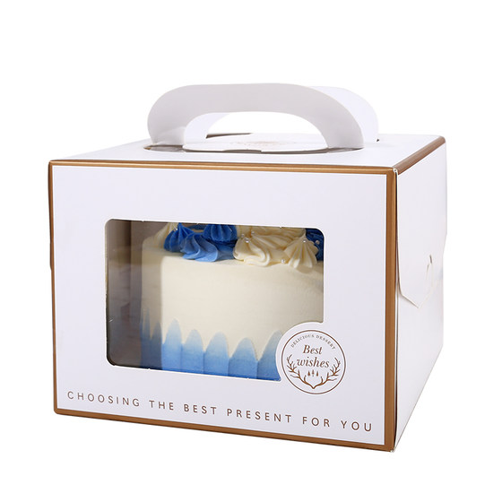 Baking packaging box 4 inches 6 inches 8 inches 10 inches 12 inches birthday cake portable box customized white card printing logo