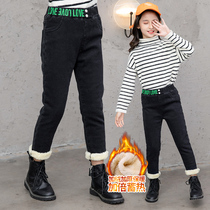 Girls plus jeans 2021 new Korean edition of the winter lamb suede warm trousers and thicken pants