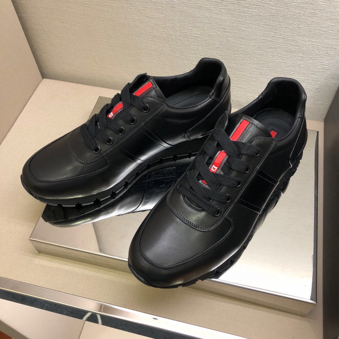Prada 23 Spring and Autumn New Men's Leisure Shoes Real Bull Leather Low - gang Fashion Sports Shoes Men's Shoes