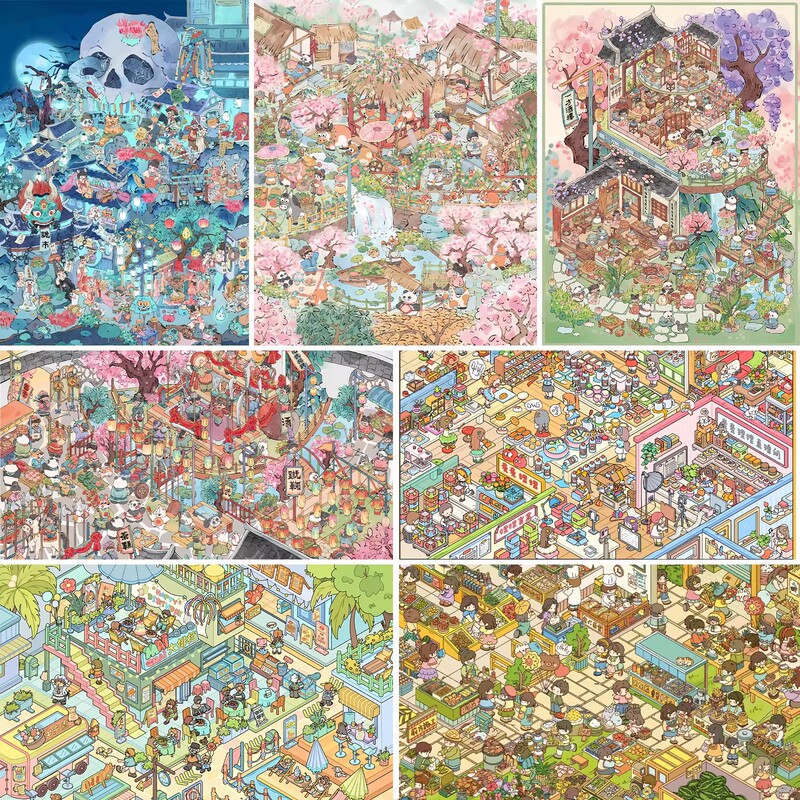 New Edition of Que Mai's Positioning Version: Chinese-Style Restaurant Theme Scene Stickers, 3D Miniature Scene Stickers