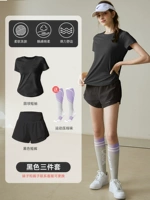 Черный комплект, черные шорты для спортзала, 3 предмета