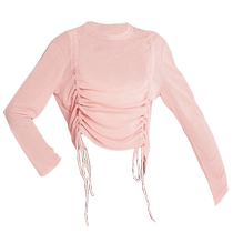Childrens dance clothing suit girls elegant drawstring Chinese dance practice clothing ballet autumn and winter long-sleeved tops and blouses