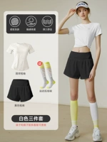 Белый комплект, шорты для спортзала, короткий рукав