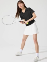 Черная белая мини-юбка, короткий рукав