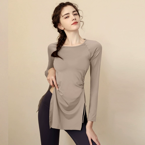 Одежда для йоги, длинный комплект для тренировок для спортзала, спортивный лонгслив, для бега, средней длины, по фигуре