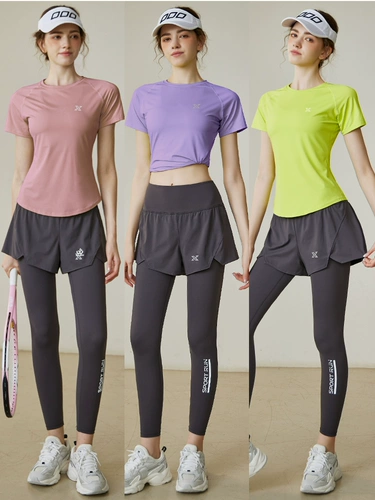 Спортивный костюм, теннисная быстросохнущая форма для спортзала, для бега, короткий рукав, популярно в интернете