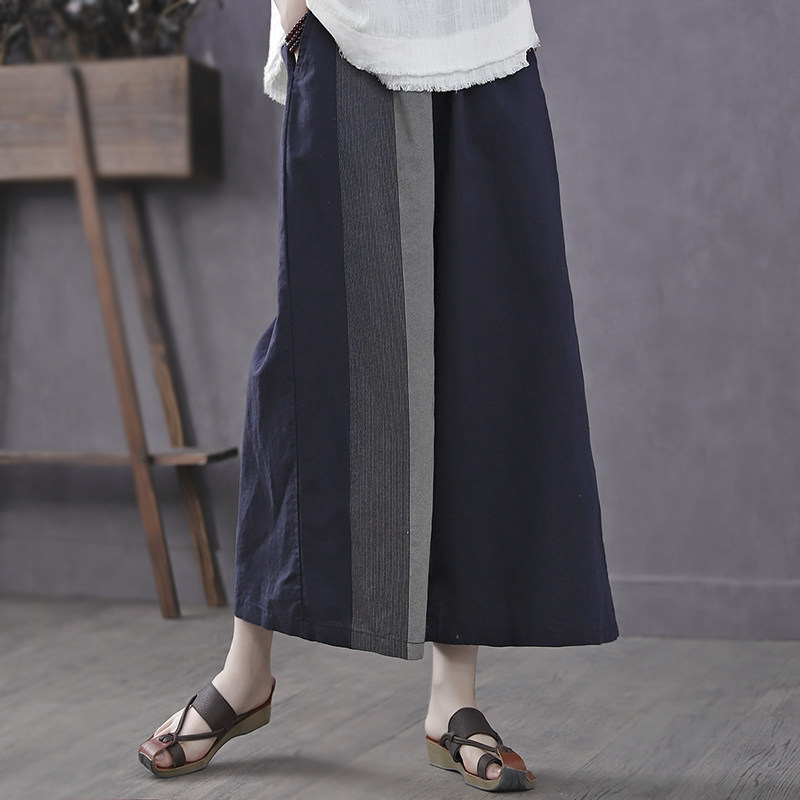 Han Soyi Retro Art Spring Summer Thin Cotton Linen Casual Pants Woman Loose 70% Straight Drum Pants Parquet Color Broadlegged Pants