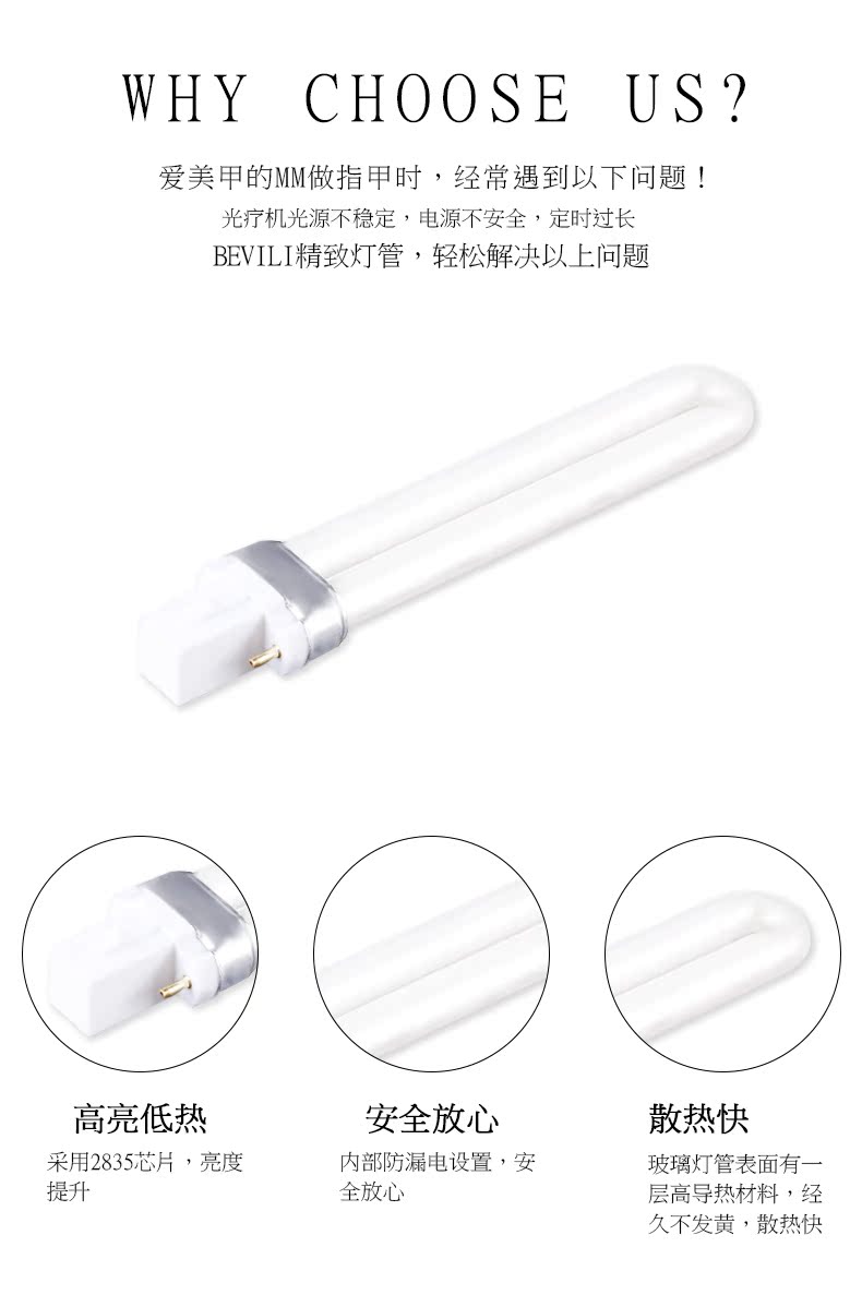 Đèn chiếu sáng móng tay Weilin 12wUV ống điện tử UV nướng ánh sáng trị liệu dụng cụ làm móng - Công cụ Nail máy vẽ móng tay