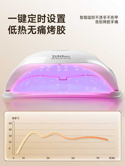Red light manicure and baking lamp, two-hand high-power manicure lamp, nail polish and glue drying tool for nail salon, quick-drying and baking lamp