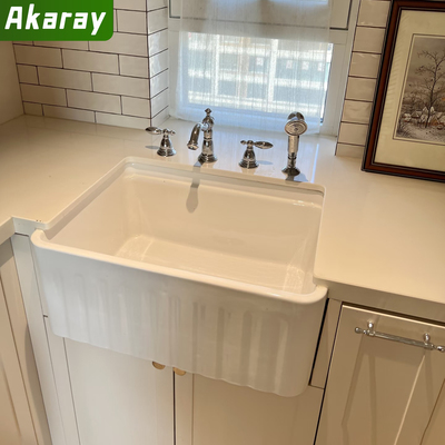 Akaray, скандинавская ретро-кухонная керамическая раковина, американская барная полувстроенная передняя раковина для мытья посуды, одинарная раковина