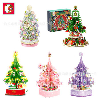 Senbao 605024-42 Christmas Tree Series Gift Music Box Building Blocks Assembly Toys for Girls and Children Wholesale