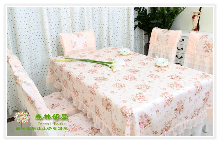 Mô hình vụ nổ tươi vườn ren khăn trải bàn khăn trải bàn vải dày vải ăn ghế bọc ghế đệm
