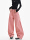 Kenabstudio Coral Red Wide-Leg Jeans for Women, Jacquard Craftsmanship, Loose Fit, Slimming, Versatile, Floor-Length Pants