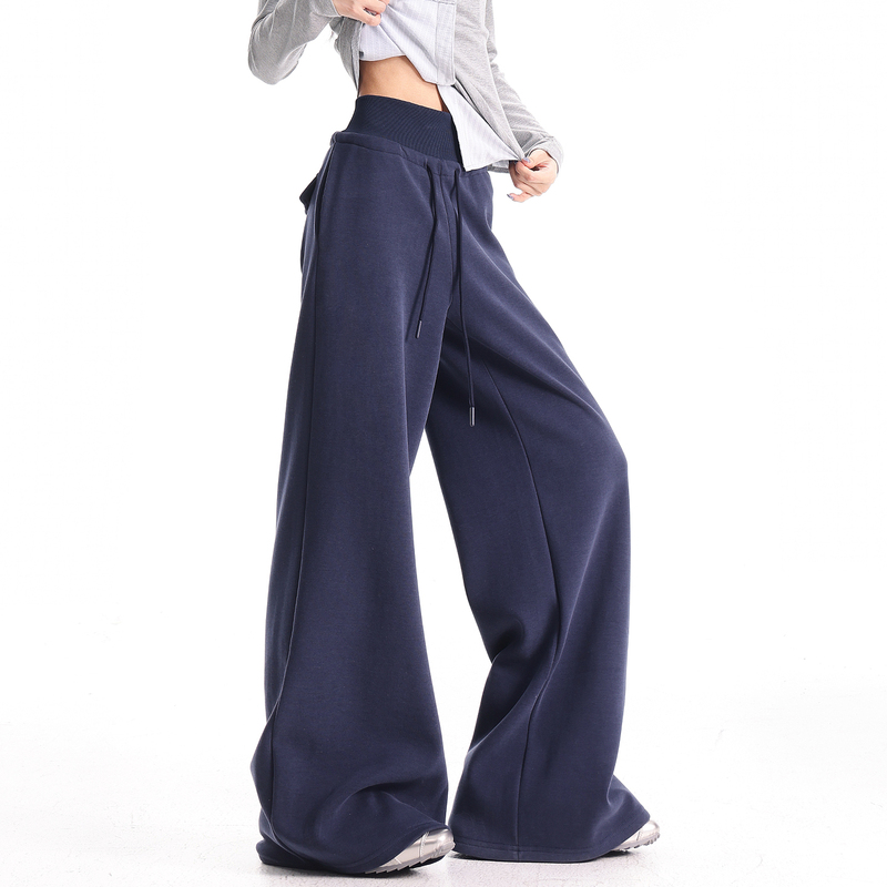 Kenabstudio Spring and Autumn New American Style Blue Casual Sweatpants Women's Loose Drape Wide-Leg Pants Sports Pants Kenabstudio Spring and Autumn New American Style Blue Casual Sweatpants Women's Loose Drape Wide-Leg Pants Sports Pants