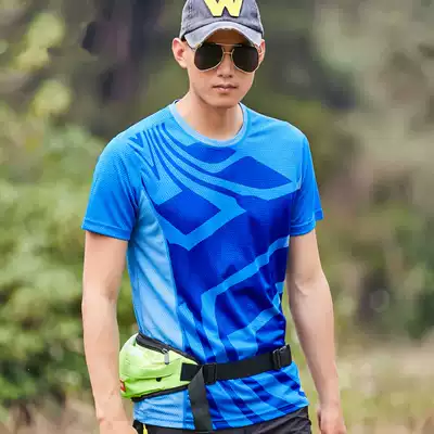 Outdoor quick-drying T-shirt men's short sleeve round neck print elastic quick-drying sports light and breathable sweat-absorbing quick-drying large size