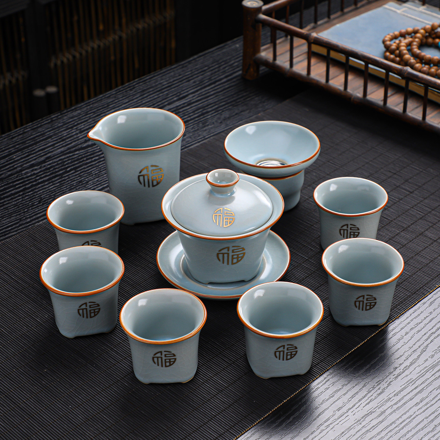 2026 Новогодний бытовой чайный сервиз Ru Kiln Kung Fu, керамическая миска с крышкой, чайная чашка, чайник, элитный чайный сервиз для молодежи