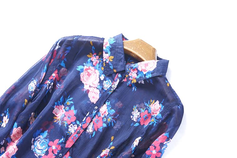 36473 Mùa Xuân và Mùa Thu Mới của Phụ Nữ Dài Tay Áo Tops Thời Trang In Slim Joker của Phụ Nữ Áo Voan Tháng Bảy 4 áo sơ mi loang màu