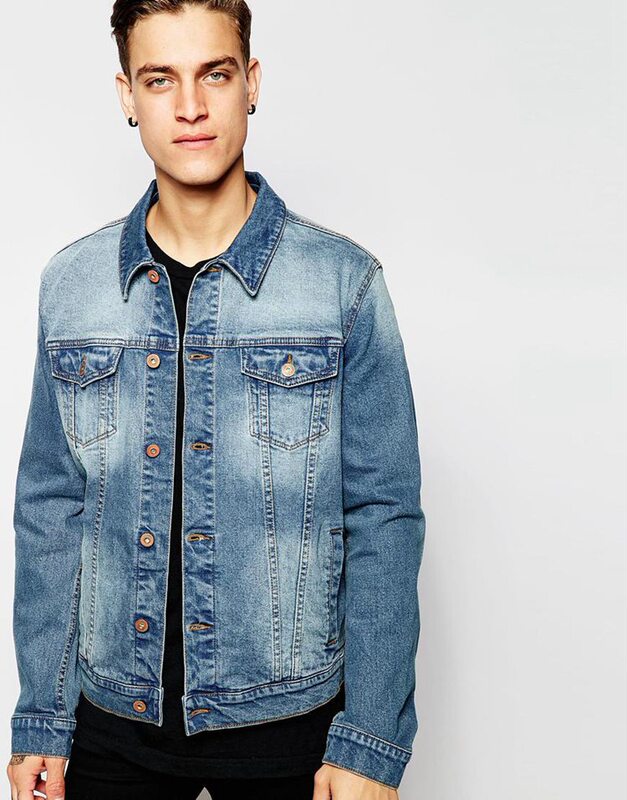 In-Stock Asos Denim Jacket Asos Light-Colored Washed Men's Trendy Denim Jacket Denim Jacket