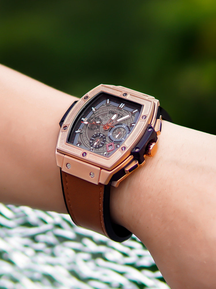 Мужские модные полностью автоматические механические часы, квадратный циферблат, многофункциональные