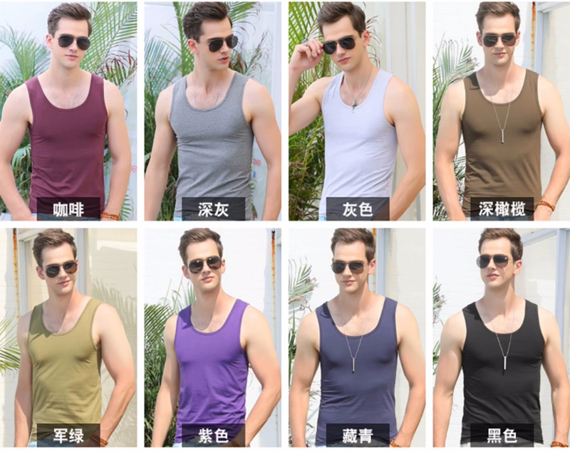 Slim-fit XL nam vest cotton đáy áo sơ mi vượt rào áo len bó sát quần áo mùa hè - Áo vest cotton