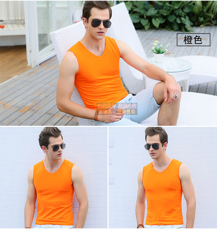 Của nam giới cotton màu đen rộng vai cắt thêu kích thước lớn vest vest không tay T-Shirt nam mới đàn hồi đáy áo sơ mi