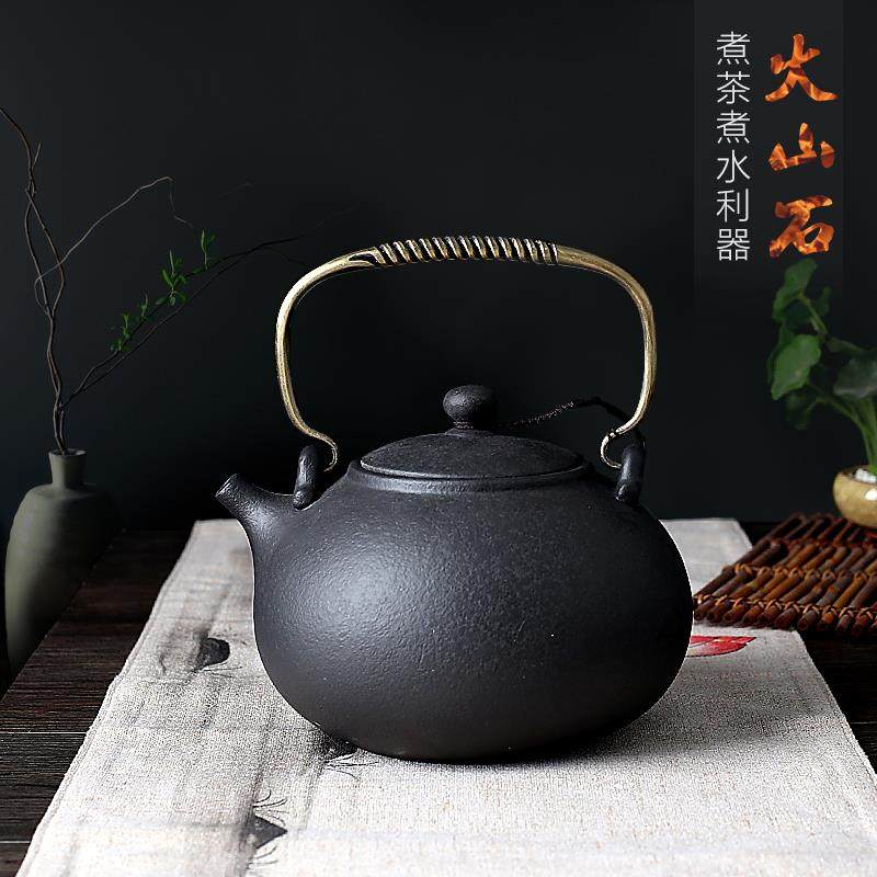 Volcanic stone pot teapot ceramic tea cooker large kettle black crystal stove tea stove tea set set