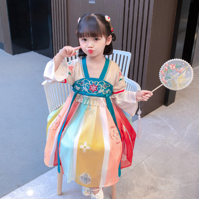 Hanfu Tang suit girls ancient costume Chinese style dress 2022 spring and autumn children's sur skirt spring clothing super fairy skirt children's clothing