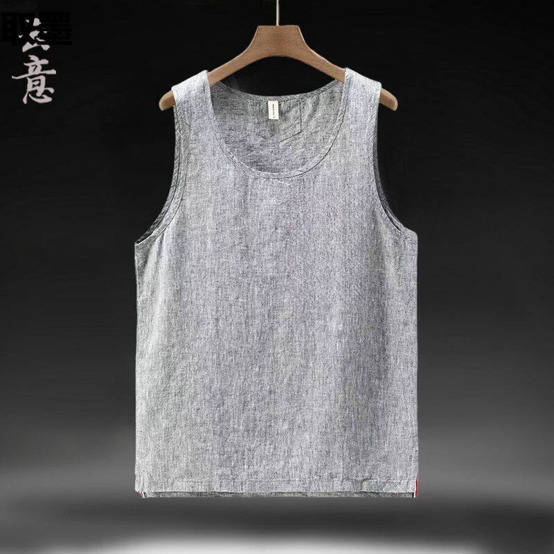 Linen Vest for Men, Summer Thin Style, Large Size, Loose Fit, Sleeveless, Linen Material, Casual Sleeveless Undershirt, Solid Color, Summer Linen Vest for Men, Summer Thin Style, Large Size, Loose Fit, Sleeveless, Linen Material, Casual Sleeveless Undershirt, Solid Color, Summer