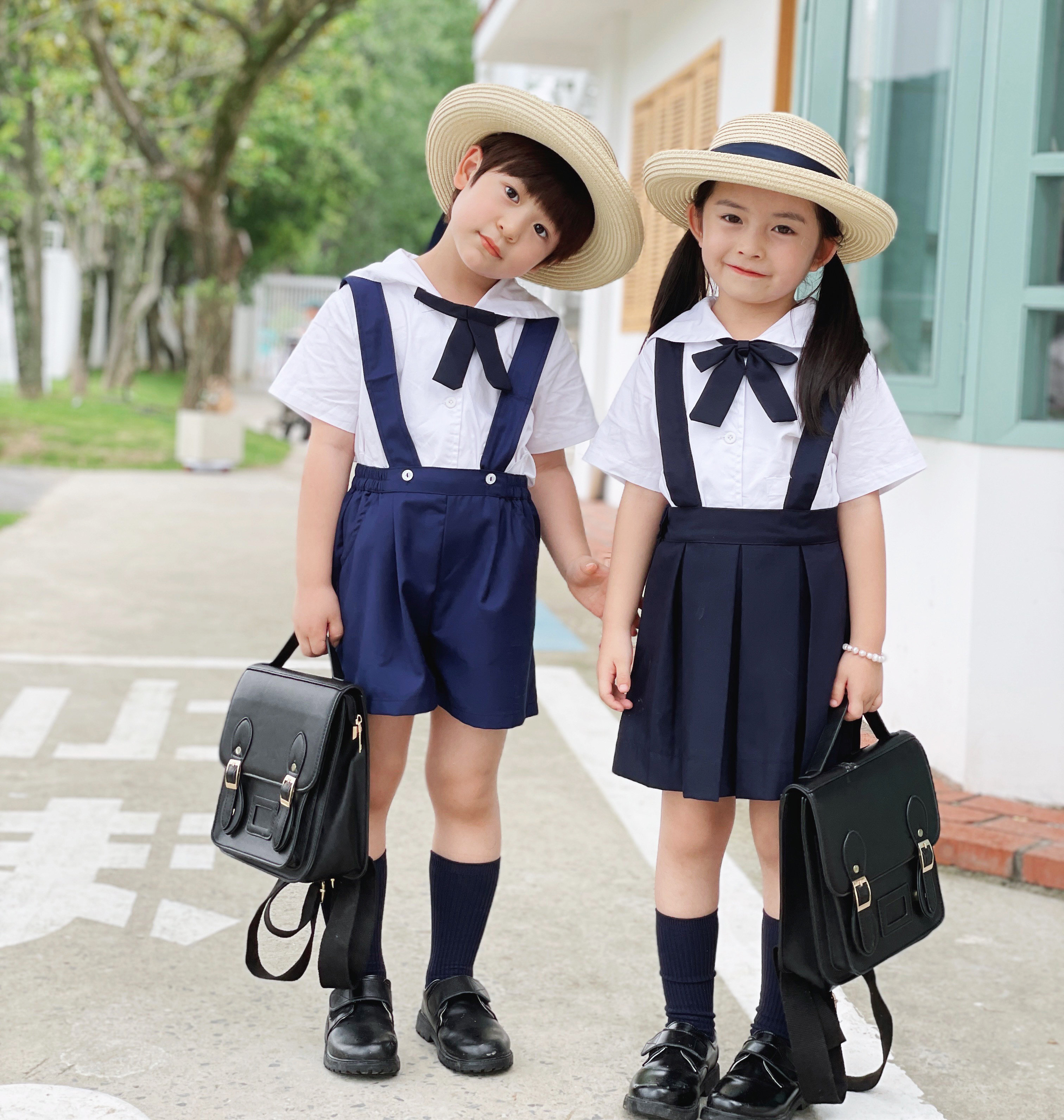 British summer garden uniform box-shaped suspenders skirt college entrance graduation photo kindergarten elementary school class uniform school uniform parent-child
