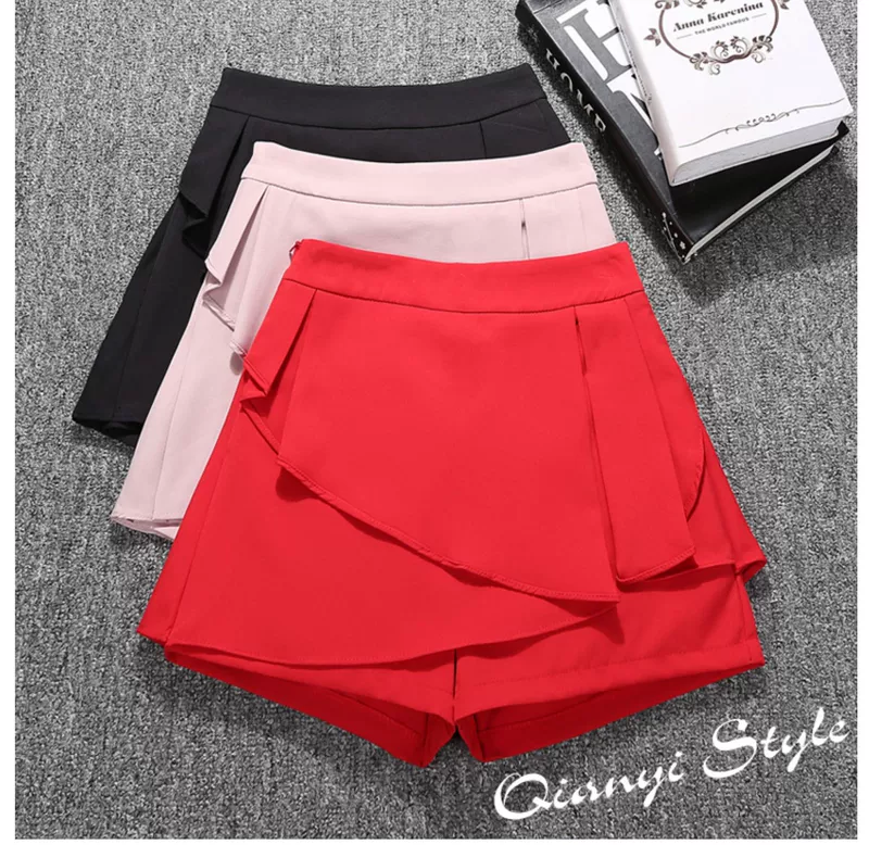 Chiffon Culottes Summer 2020 New Han Fan High Eo Layered Ruffled Wild Fashion Thin Quần short bên ngoài Tide - Quần short