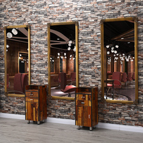 Net red retro barber shop mirror Hair mirror table makeup single mirror frame Hair salon fitting mirror hanging mirror Hair salon special