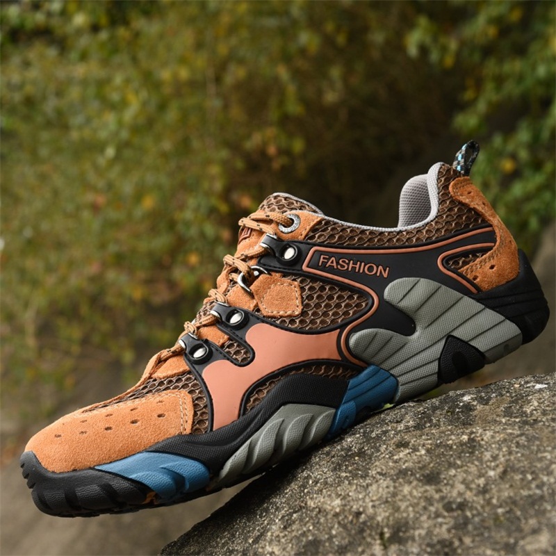 Western Regions Camel Casual Mesh Shoes Men's Mesh Breathable Sports Shoes Large Size Outdoor Hiking Shoes Mesh Hiking Shoes