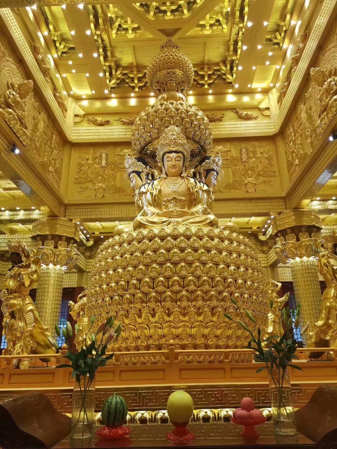 Thousand Buddha Wall Aluminum Alloy Ten Thousand Buddha Wall Safflower Pear Thousand Buddha Niche Pineapple Ge Wan Buddha Niche Glass Buddha Statue Thousand Buddha Wall