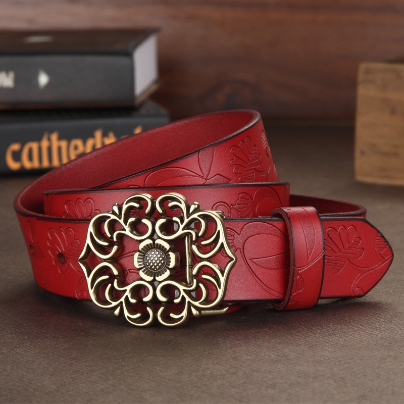 Thắt lưng nữ phiên bản Hàn Quốc của thắt lưng da gió quốc gia Thắt lưng nữ rộng retro - Thắt lưng nịt eo