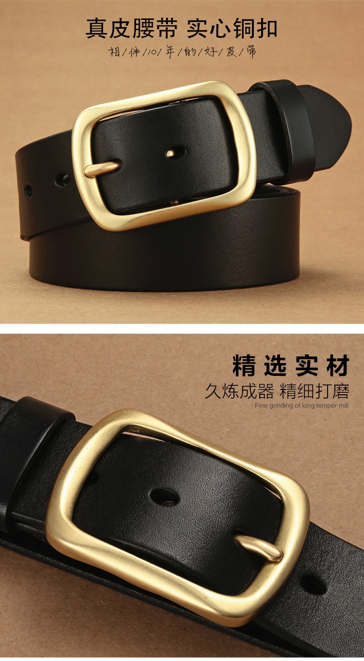 Thắt lưng nam pin khóa da thanh niên lớp đầu tiên đai da vành đai nam đai trung niên retro giản dị vành đai nam - Thắt lưng gen nịt bụng