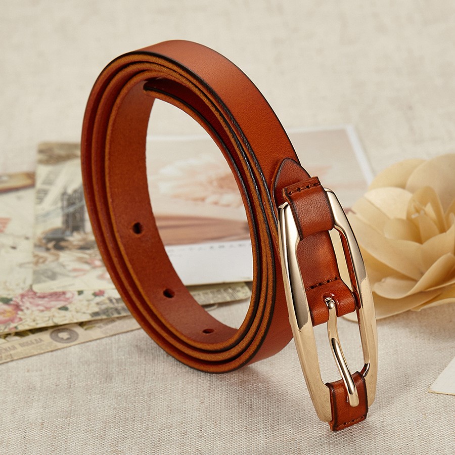 Bánh xe cũ thời trang top top da bò nữ đai mỏng Phiên bản Hàn Quốc của khóa retro pin khóa với váy - Thắt lưng dây thắt lưng nam
