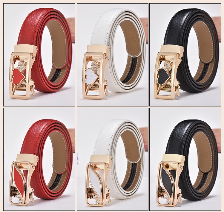 Thắt lưng nữ mới tự động khóa tình yêu nữ đai hoang dã quần âu đi lại Hàn Quốc mùa xuân trắng và da mùa hè - Thắt lưng đai siết eo