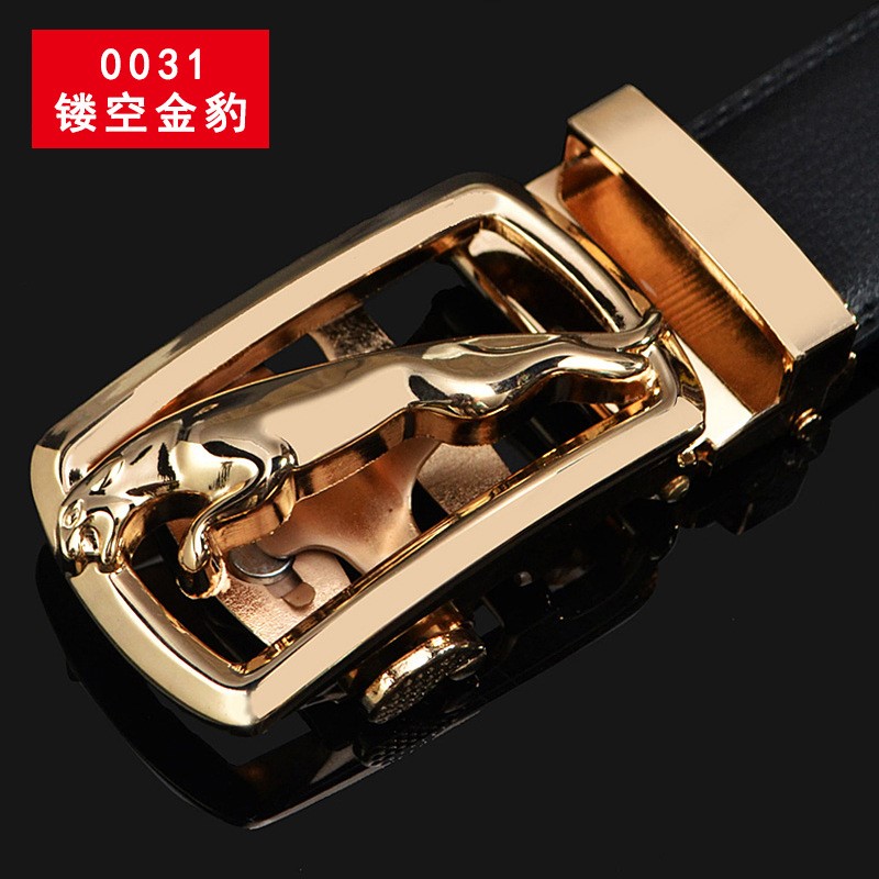 Thắt lưng nam khóa tự động hai lớp quần da Thắt lưng nam kinh doanh Thắt lưng nam bằng da nguyên chất - Thắt lưng nit bung