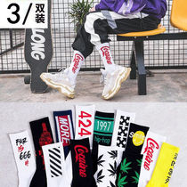 3 Double ins Harajuku wind couple trend socks for men and women middle tube socks Korean version of national tide Hip Hop Street skateboard socks