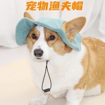 Cute dog hat Korean version with exposed ears cat pet fisherman hat sun protection sunshade little yellow hat photo sun hat