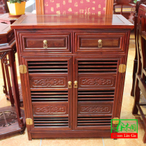 Small leaf red sandalwood two-door three-door shoe cabinet Mahogany furniture locker Chinese solid wood storage cabinet locker