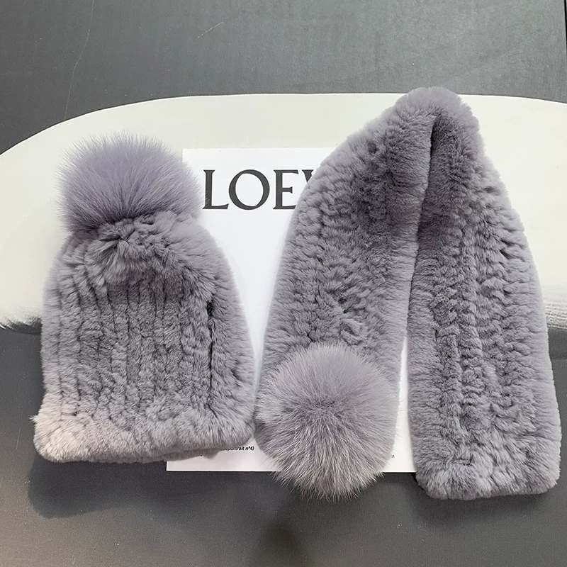 Warm hat, scarf, velvet winter set