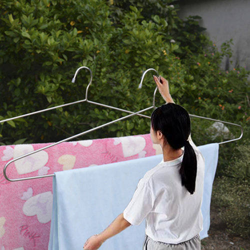 Stainless steel solid stretched coat rack thickening quilt drying sheet plus rugged metal coat rack large household artifact