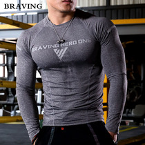 BRAVING fitness suit tights men long sleeve moisture wicking breathable T-shirt running training undershirt