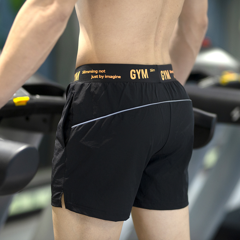 Men's Ice Silk Summer Sports High-Elastic Shorts Men's Basketball Pants Training Split Shorts Hot Pants with Lining
