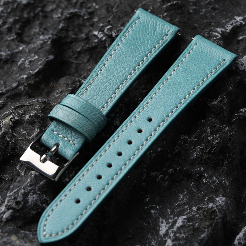 Handmade French Goatskin Watch Strap 18 19 20mm Quick Release Soft Tiffany Blue Genuine Leather Watch Band Soft Handmade French Goatskin Watch Strap 18 19 20mm Quick Release Soft Tiffany Blue Genuine Leather Watch Band Soft