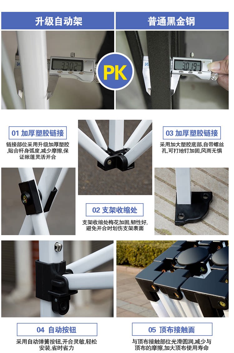 Outdoor Canopy Telescopic Stall Tent Cloth Folding Four-legged Awning Square Rainproof Four-corner Large Umbrella Transparent