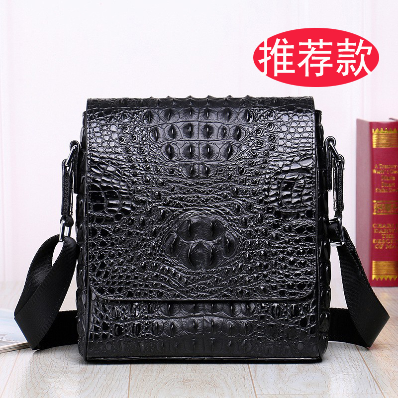 High-End New Men's Crocodile Pattern Shoulder Bag, Genuine Leather Crossbody Bag, Large Capacity Business Casual Backpack, First-Layer Cowhide High-End New Men's Crocodile Pattern Shoulder Bag, Genuine Leather Crossbody Bag, Large Capacity Business Casual Backpack, First-Layer Cowhide