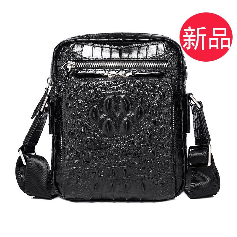 New Men's Crocodile Pattern Shoulder Bag, Genuine Leather Crossbody Bag, Business Casual Backpack, Large and Small Bags, Fashionable Retro Handbag